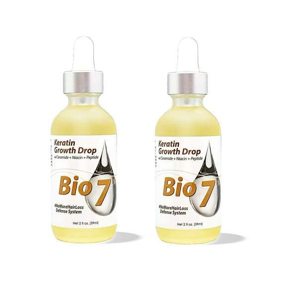 BIO7 KERATIN GROWTH DROP W/ CERAMIDE   NIACIN   PEPTIDE - 2 Fl Oz (2 Pack)