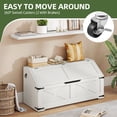 thumbnail image 5 of Uforic 39.4" Farmhouse Storage Chest with Wheels, Wooden Trunk with Safety Hinge, White, 5 of 11