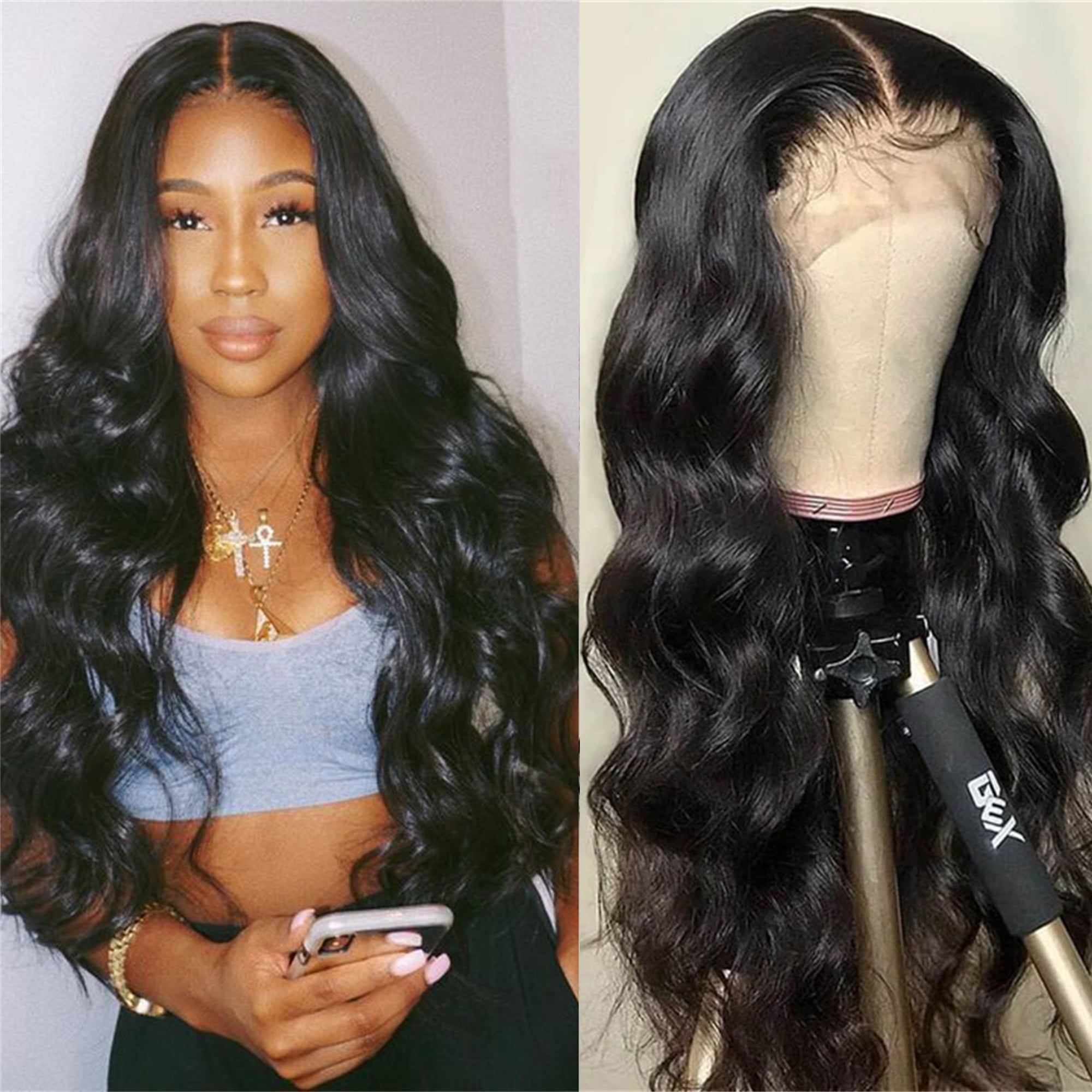 Beauhair Lace Front Wigs Human Hair Body Wave Human Hair Lace Wig Body Wave  Frontal Wig 13×4 Front Lace Wigs Brazilian Human Hair Wigs For Black Woman  180% Density Natural Black Hair