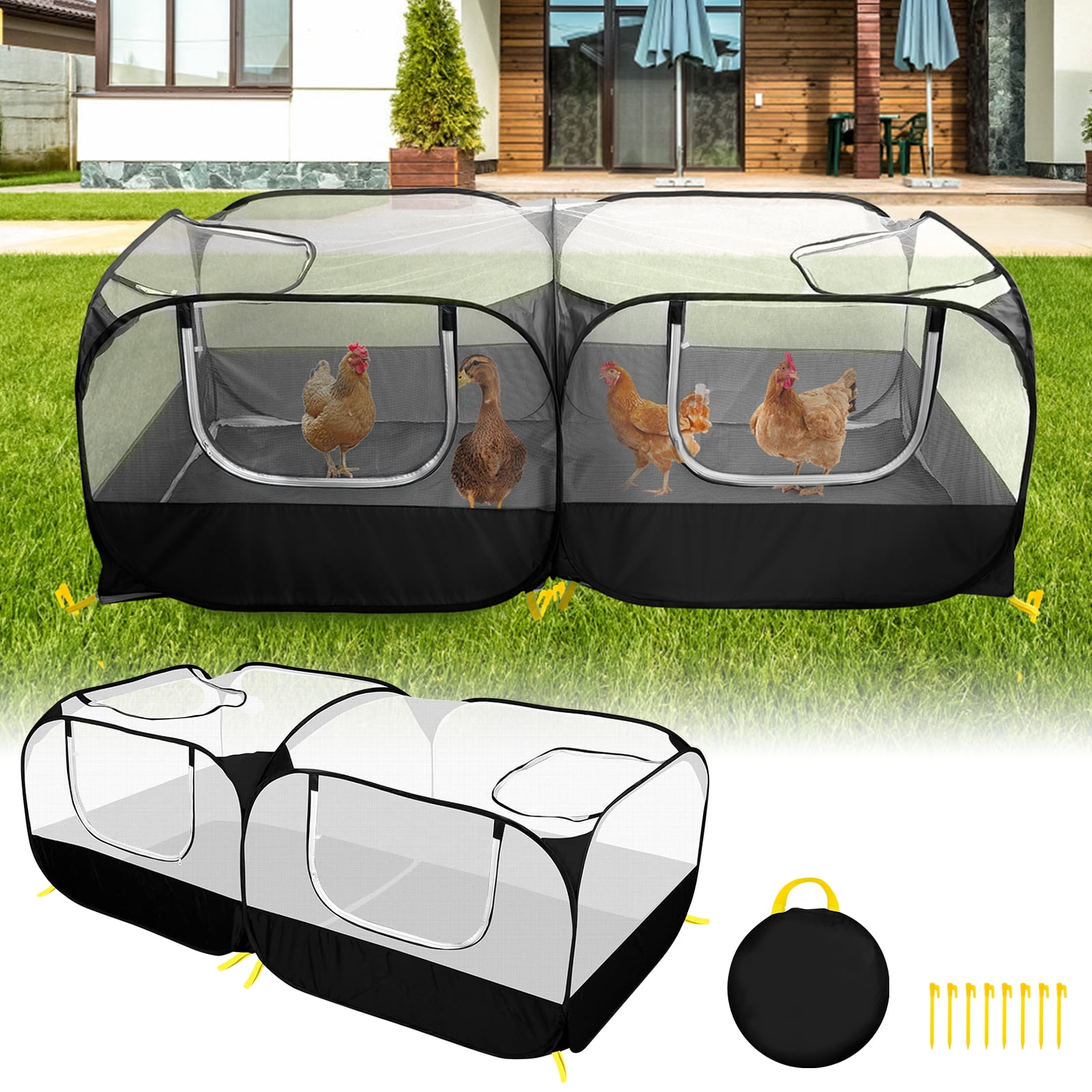 Collapsible Small Animal Playpen Large Space Portable Chicken Run Coop With Detachable Bottom for Indoor Outdoor Use