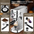 thumbnail image 2 of Cafetera Espresso SANGKEE 20 Bares, Cápsulas y Café Molido, Espumador, Acero Inoxidable, Depósito 1.5L, ESI1, 2 of 7