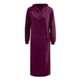 thumbnail image 5 of Chandails à Capuchon pour Femmes Automne et Hiver Ample Grande Jupe Longue Tricotée avec Capuche Robe Décontractée Mode Grande Jupe à Poches, 5 of 5