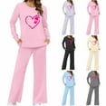 thumbnail image 1 of Sentmoon Ensembles de Détente Femme Haut Mignon et Pantalon Décontracté pour Femmes Col Rond Surdimensionné Pyjamas pour Dames Manches Longues Couleur Unie Vêtements de Nuit pour Femmes Hiver pour Voyage, 1 of 3