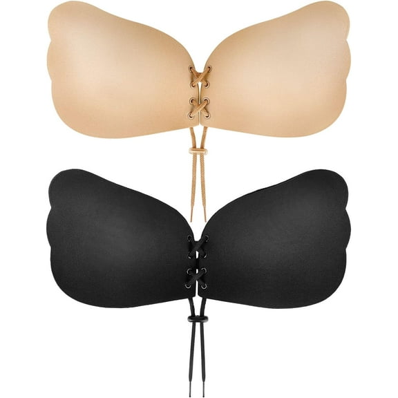Sticky Bra, Backless Strapless Bra Push Up, Adhesive Invisible Lift Up Bras 2 Pairs