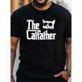 thumbnail image 1 of Men's cat dad printed short-sleeved T-shirt, comfortable and casual elastic crew neck top, suitable for men's outdoor activities, Casual Sporty Tee, Summer Gifts, 1 of 7