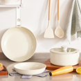 thumbnail image 1 of Vkoocy Non Stick Pot and Pan Set with Removable Handle, Ceramic Cookware Set Detachable Handle, 5pcs Induction Kitchen Camping Stackable Pots Pans, Dishwasher/Oven Safe, Cream, CK004ws, 1 of 8