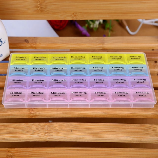 Ramiter 7 Day Pill Box Medicine Tablet Dispenser Organizer Weekly Storage Case for AM PM Foldable Storage Bag Handbag