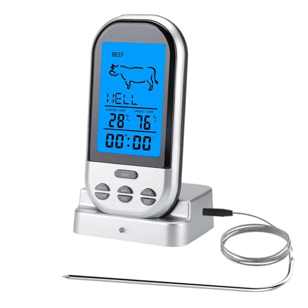 1* Wireless Grilling Thermometer Food Meat Oven Bbq Thermometer Digital Wireless Remote Probe Cooking Set Grill For Cooking