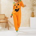thumbnail image 6 of KOMOO Women Men Halloween Jumpsuit Pajamas Devil Print Long Sleeve Zip Oversized Hooded Couple Romper Sleepwear, 6 of 9