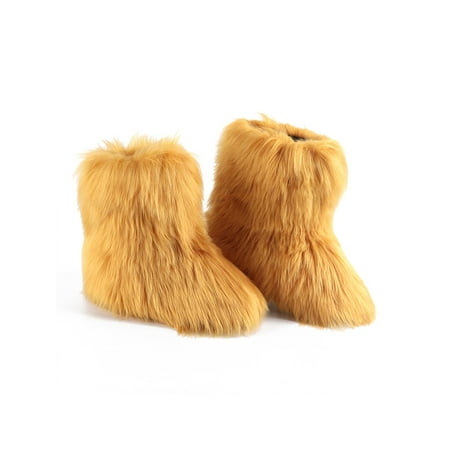 

Avamo Womens Fluffy Ankle Boots Winter Snow Warm Soft Pull On Shoes