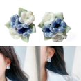 thumbnail image 2 of Porcelain Rose Earrings Vintage Floral Shaped Ceramic Ear Studs Accessories Handmade Earwear Party Jewelry for Women, 2 of 4