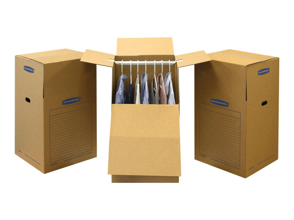 Short 3 Pack 7710902 5 Sets Bankers Box SmoothMove Wardrobe Moving Boxes 20 x 20 x 34 Inches 