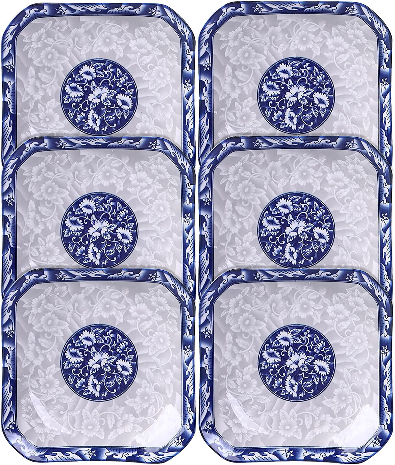 6pcs Dessert Plate Ceramic Dinner Plates Salad Pasta Bowls 8.5” Square