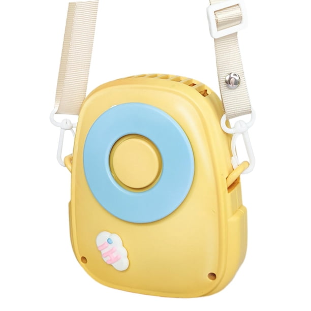 Ventilador de cuello colgante Ventilador de escritorio 2 velocidades con cordón ajustable Ventilador de banda para el cuello Ventilador personal Amarillo