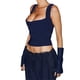 thumbnail image 5 of VISgogo, blusas cortas de verano para mujer, blusas cortas de color liso de corte bajo con tirantes anchos, chaleco delgado para fiesta/bar/club con ombligo para mujer VISgogo  moda, 5 of 9