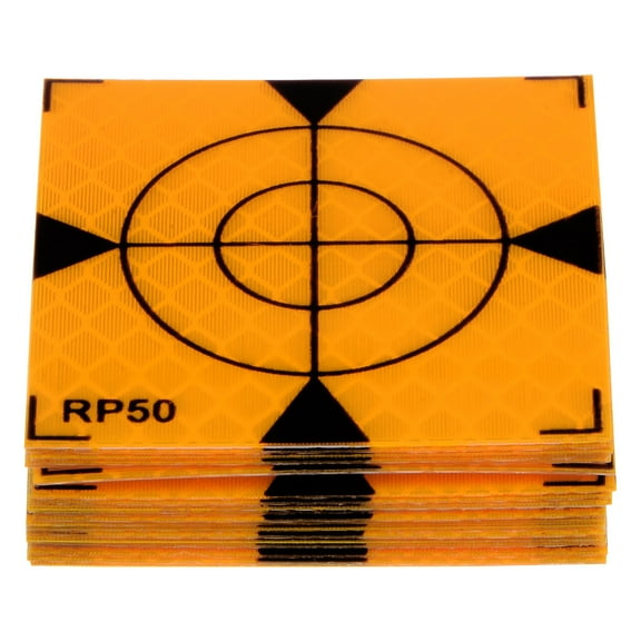 20 Packs Reflector Target Sheets 50mm Self Adhesive Reflective Tape Survey Target for Total Stations, Yellow
