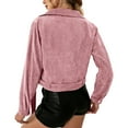 thumbnail image 5 of Edvintorg Corduroy Cropped Jacket Clearance Women's Fashion Lapel Long Sleeve Casual Jacket Coats With Zipper Chaqueta Mujer, 5 of 7