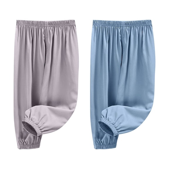 Lenpel Children's Summer Pants 2 Pc Toddler Girls Boys Elastic Waist Pull on Cinch Bottom Trousers Baggy Casual Joggers