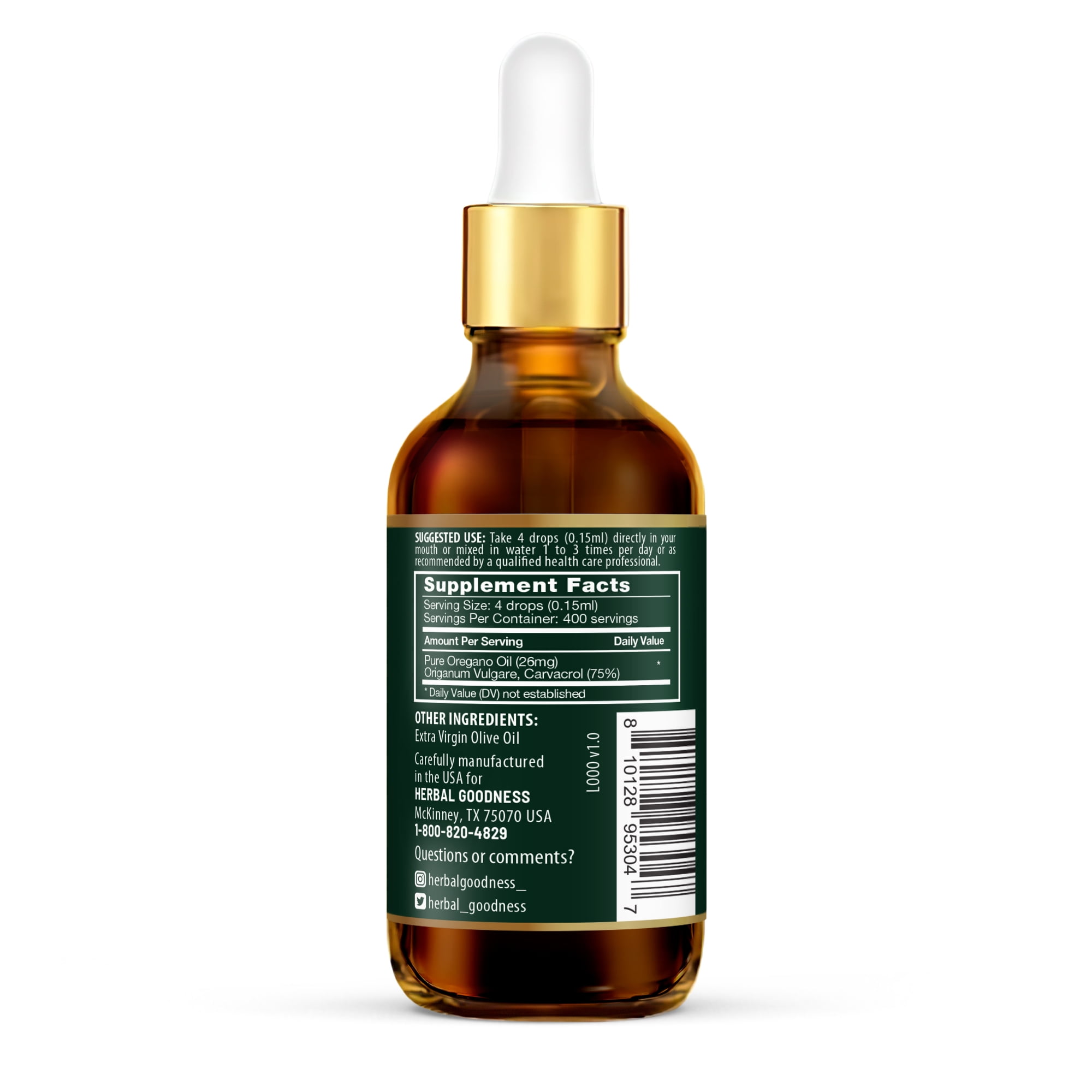 Oil of Oregano Drops, Liquid Supplement, Aceite de Oregano, Virgin Olive Oil, for Immune & Digestive Support- 2oz - Herbal Goodness
