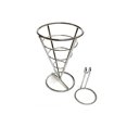 thumbnail image 3 of 2 piezas de soporte para papas fritas, cesta para papas fritas en forma de cono francés con taza para salsa, soporte de alambre de metal para papas fritas para alimentos, soporte para helado, 3 of 5