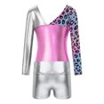 thumbnail image 4 of ZDHOOR Kids Girls 2 Piece Ballet Dance Outfit Dancewear Metallic Gymnastics Leotard with Shorts Silver-A 8, 4 of 5
