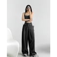 thumbnail image 3 of Pantalones de cintura alta con diseño de chica sexy retro americana, pantalones de pierna recta elegantes e informales con cordones laterales para mujer, 3 of 6