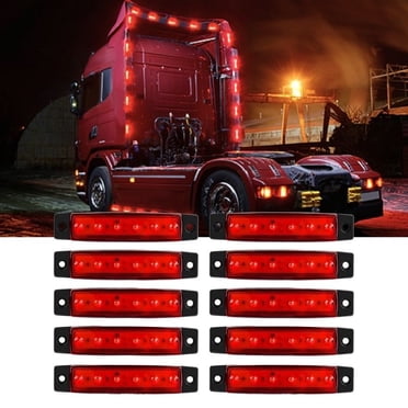 10 Pack Red LED Side Marker Lights - 3.8 Inch Smoked Clearance Lights For Trailer, Truck, RV, Van - 12V Waterproof IP66