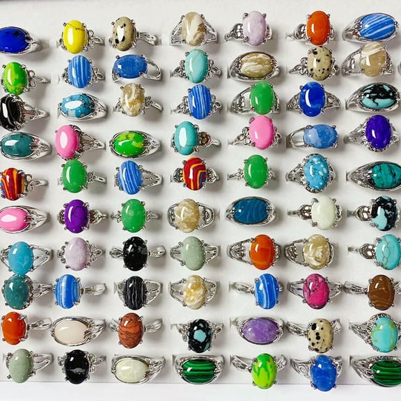 GKNET 35pcs Wholesale Lots Mixed Color Turquoise Delicate Jewelry Alloy Women Rings