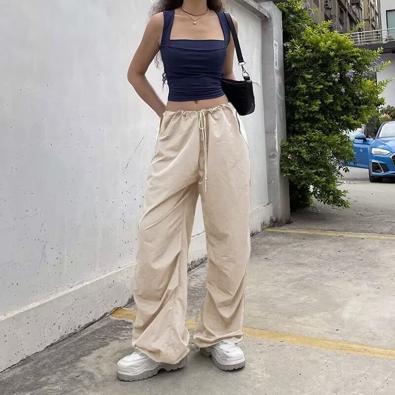DanceeMangoos Parachute Pants for Women Girls, Baggy Drawstring