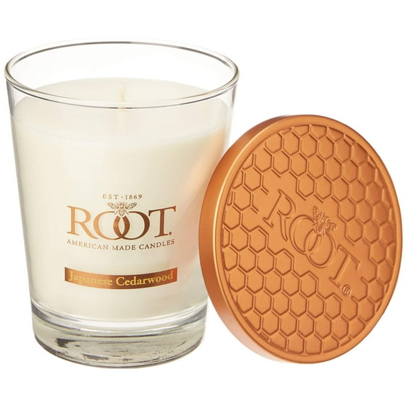 ROOT Candles Scented All Natural Beeswax Blend 10.5 oz Lg. Veriglass Filled Container, Japanese Cedarwood, 1 ea.