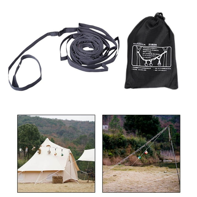 pitrice Colorful Camping Tent Rope Lanyard Clothesline Hanging Gear Strap Lamp Grey