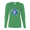 thumbnail image 2 of Wild Bobby, Sea Turtle Tie Dye Art Animal Lover Womens Graphic Long Sleeve T-Shirt, Kelly, Large, 2 of 3