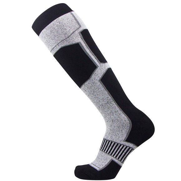 Pure Athlete Chaussettes de Planche à Neige - Chaussettes de Ski Confortables et Chaudes pour Hommes et Femmes (Noir-Blanc-Argent, TG)