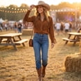 thumbnail image 3 of Womens Fringe Western Cowgirl Shirts Vintage Long Sleeve Button Down Tops Slim Country Concert Jacket,2xl, 3 of 3