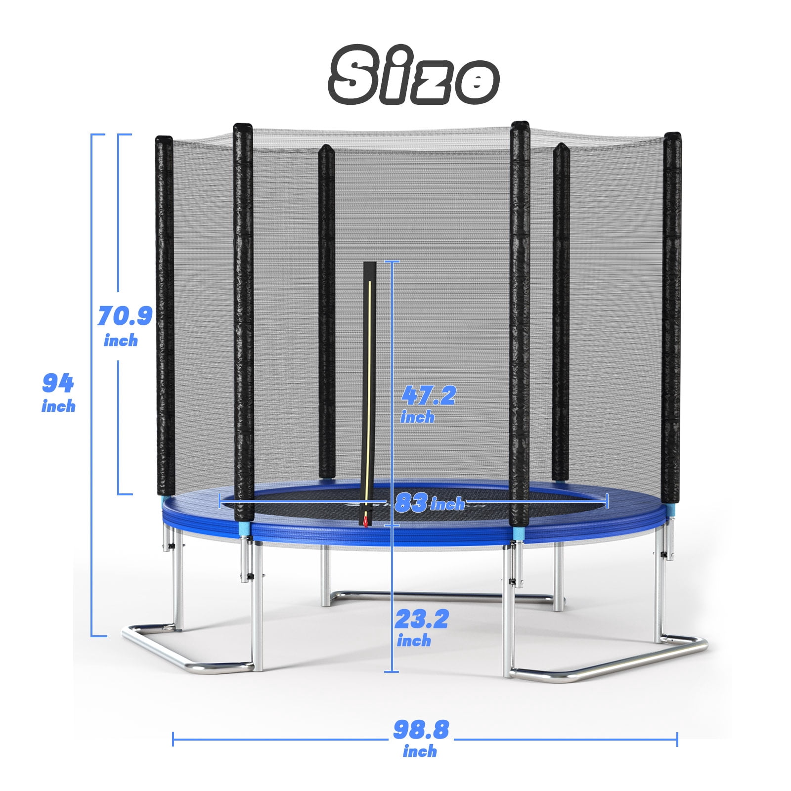 SkyBound 8 FT  Trampoline with Enclosure - Recreational Trampolines with  L-Shaped Legs for Extra Stability - Outdoor Trampoline for Kids and Adults
