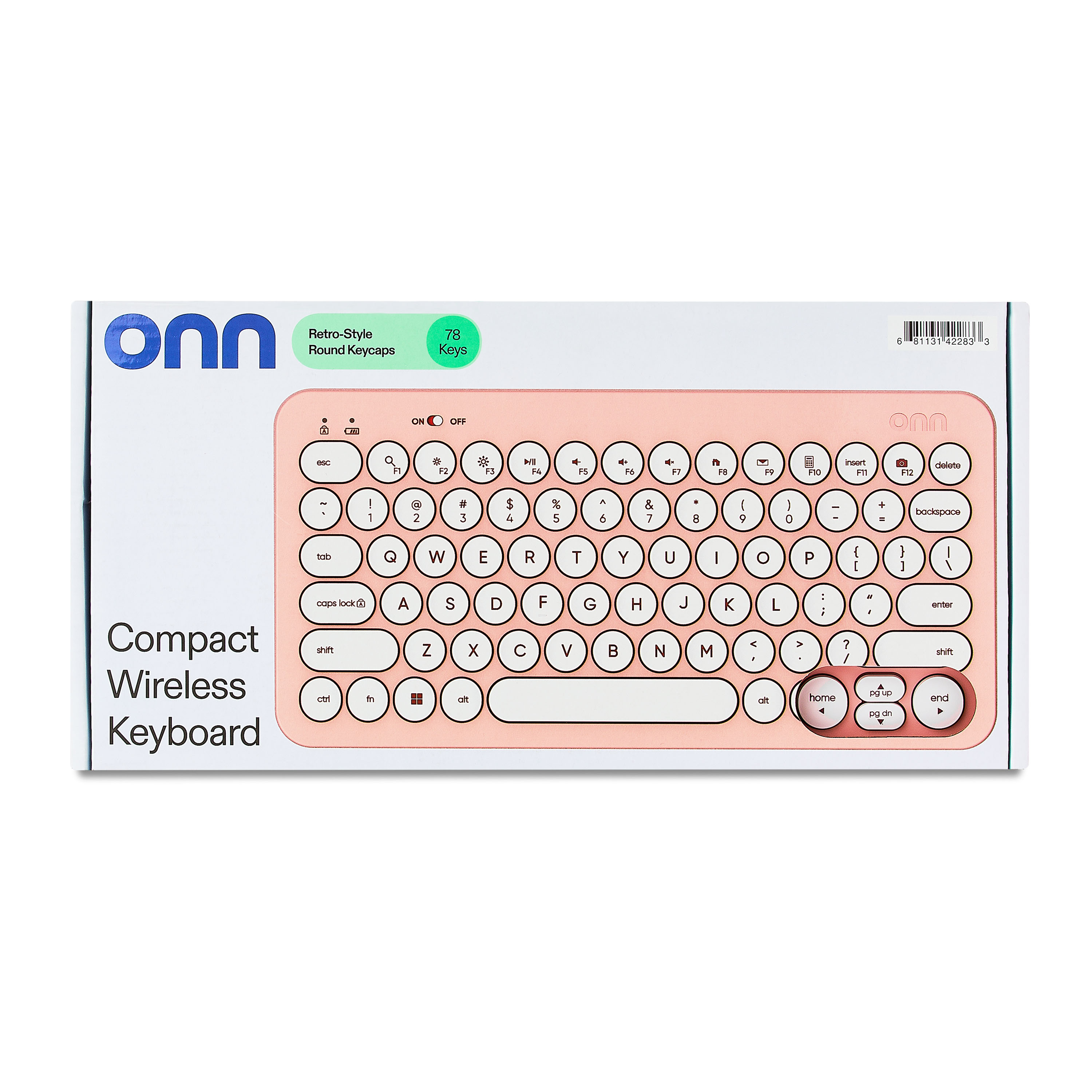 Teclado inalámbrico mini onn para oficina con receptor USB, rosa perlado 3