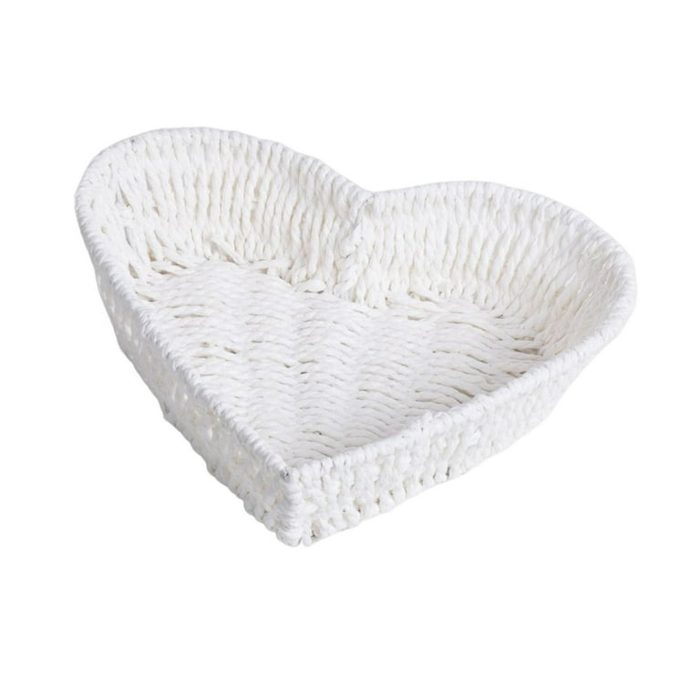 Paper Rope Storage Basket Heart Shape Bread Serving Basket Sundry