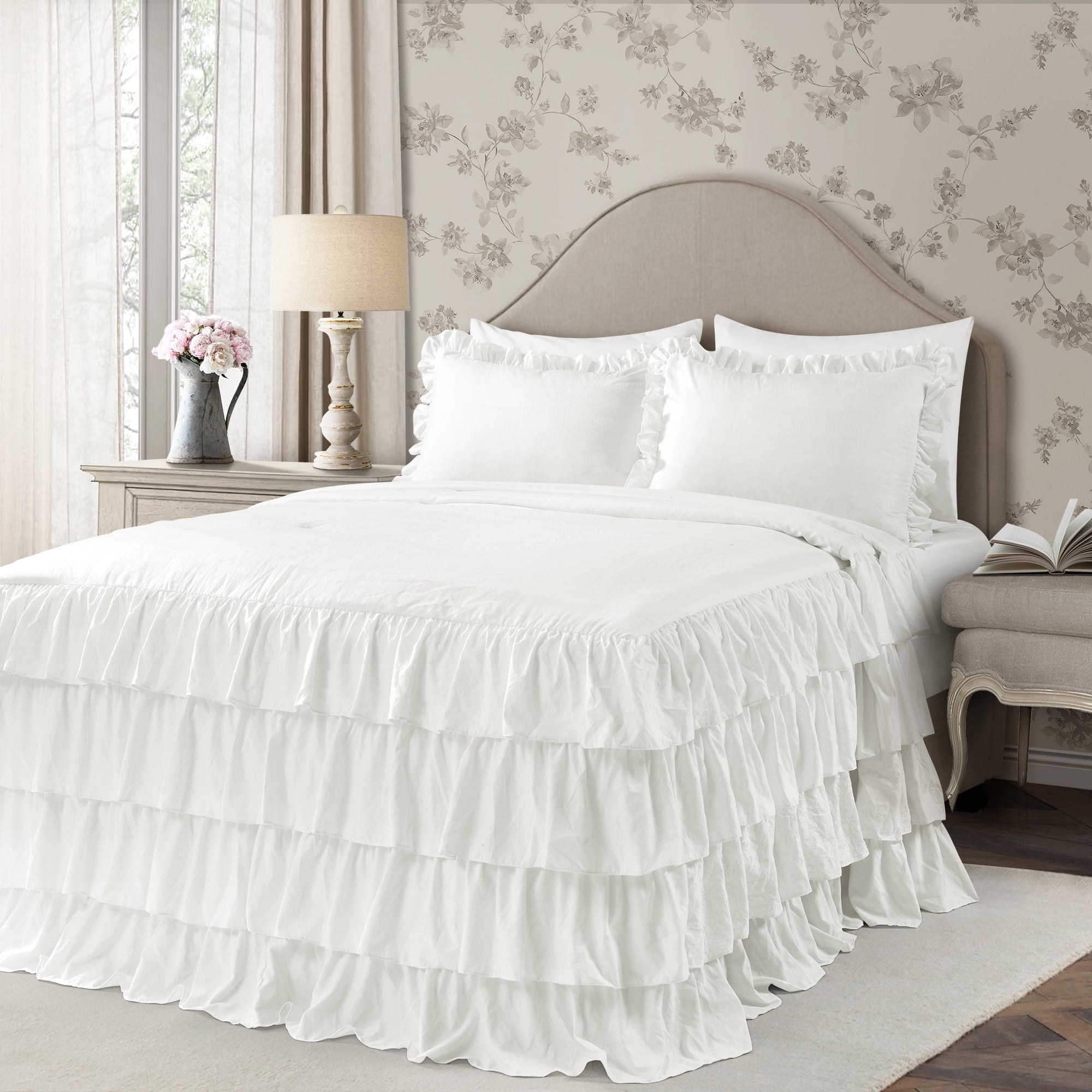Details about   100% Cotton Thick Lace Bedding Set Bed Set Princess Bed Skirt Set Pillowcase 