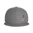 thumbnail image 2 of DouZhe Flat Brim Cap Snapback Hat, Letter J America Usa Flag Prints Adjustable Gray Adult Baseball Cap, 2 of 7