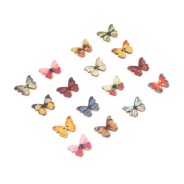 Sewing Wooden Button,200Pcs Butterfly Wood Button Butterfly Wood Button DIY Wooden Button Crafted with Care