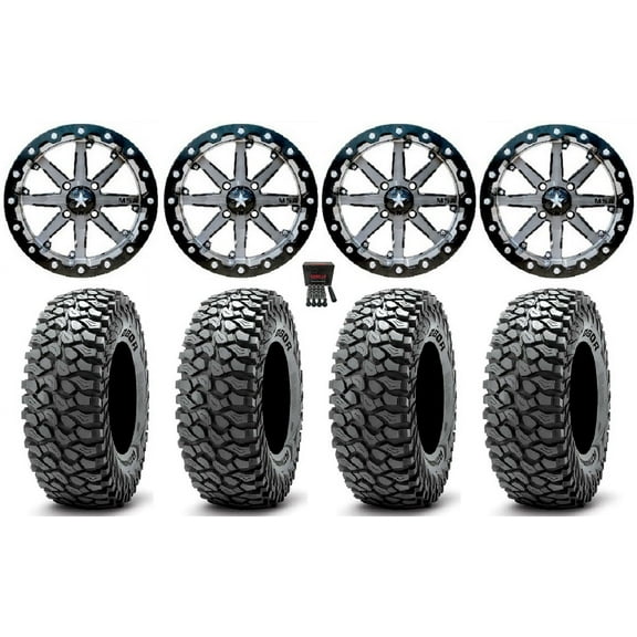 MSA Lok 15" Wheels Gunmetal 32" RocScraper Tires Sportsman RZR Ranger