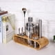 thumbnail image 4 of Juego de 11 piezas de coctelera de acero inoxidable, mezclador de bebidas, barman, herramientas de martini, kit de barra con base de madera, 4 of 15