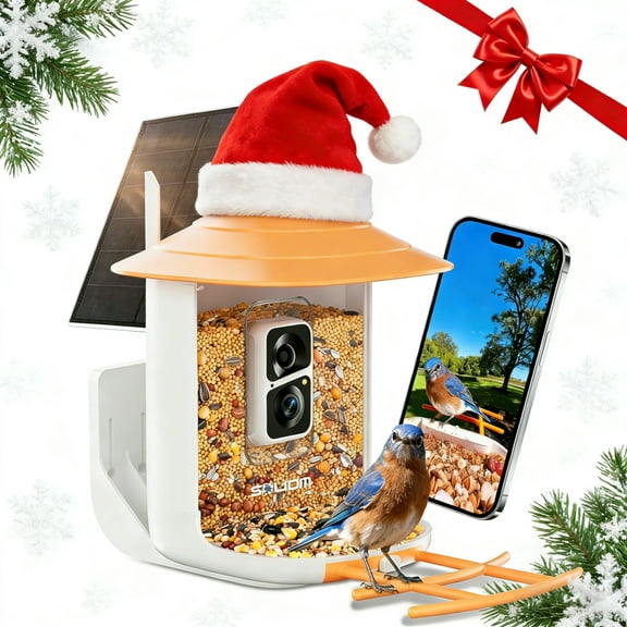 Soliom BF09 Bird Feeder with Camera, Smart Bird Camera Feeder Wireless Outdoor with AI Identify Bird Species, Auto Record Bird Video, Instant Notifications(Yellow)