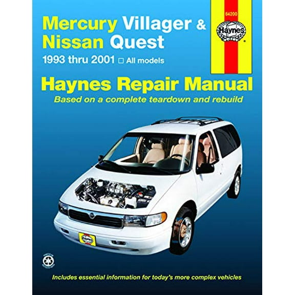 Pre-Owned Mercury Villager & Nissan Quest Automotive Repair Manual: Models Covered: All Mercury Villager and Nissan Quest Models 1993 Through 2001 (Paperback) 156392448X 9781563924484