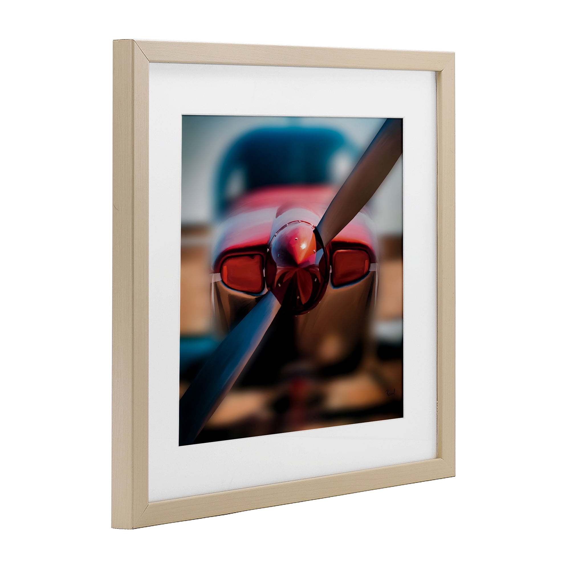 Stupell Industries Red Aircraft Propeller Birch Framed Print Under Glass, design by Renel Peters