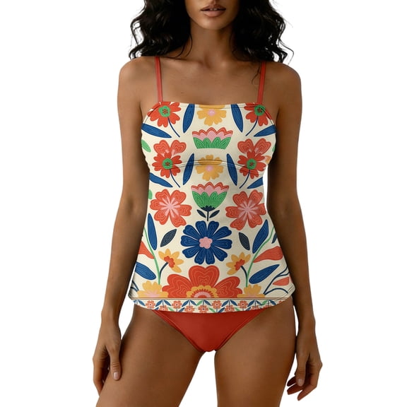cocolona Womens Two Piece Tankini Swimsuits Modest Cute Bathing Suit Summer Vacation Beach Swimwear
