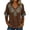 Brown, variant on Womens Western Cowboy Print V Neck T Shirt Flared Short Sleeve Fringe Trim Loose Casual Blouse Tops Comfortable Everyday