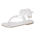 thumbnail image 2 of AXXD White Beach Sandals for Women Flat Summer New Plus-size Line With Thin Strap Flip-flop Cool Flat Sandals Mothers Day, 2 of 5