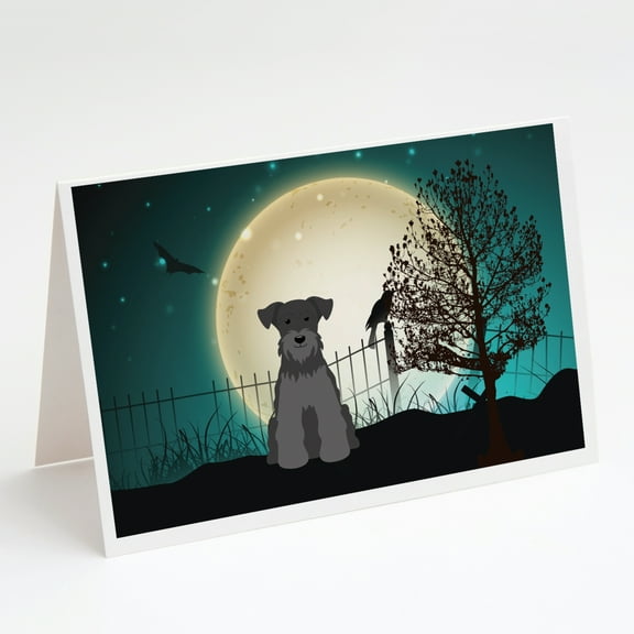 Halloween Scary Miniature Schnauzer Black Greeting Cards and Envelopes Pack of 8