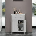 thumbnail image 5 of LOKO Bathroom Floor Cabinet, Kitchen Storage Cabinet with 1 Drawer, 2 Doors & 3-Position Adjustable Shelf, 2-Door Floor Storage Cabinet for Bathroom, Living Room, Entryway (White), 5 of 18